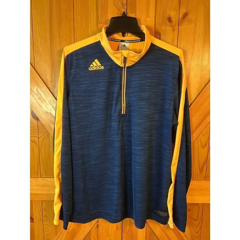 Adidas Crazy Ghost Blue Yellow Long Sleeve 1/4 Zip Pullover Size XL (5300)